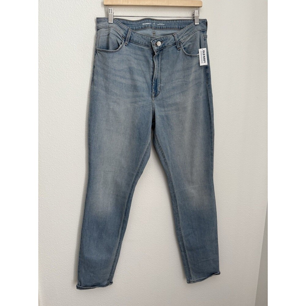 Old Navy WOW Jeans Women 16 Tall Straight Stretch NEW Denim Light Wash High Rise